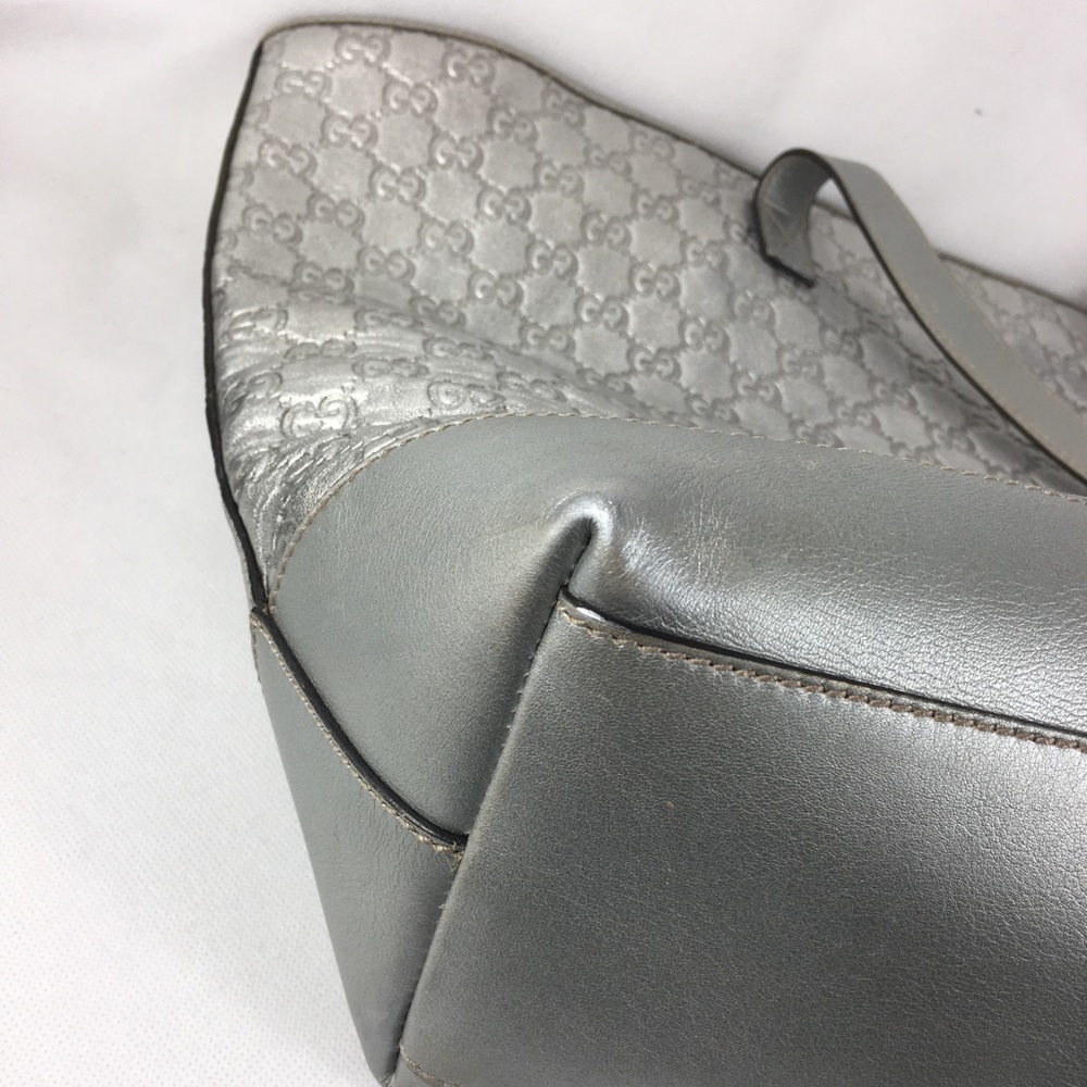 💎HUGE PLATINUM GUCCI LEATHER TOTE - Picture 14 of 16